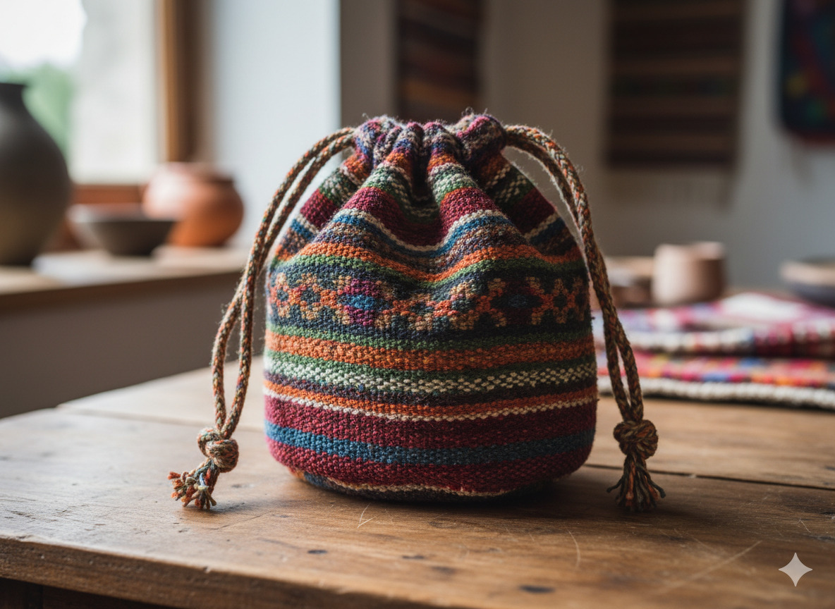 Handwoven fabric pouch